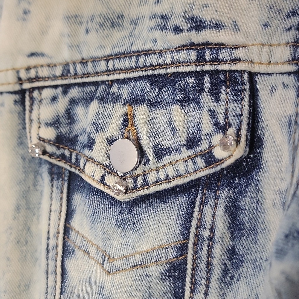Custom Acid Wash Leopard Print Denim Trucker Jacket - Picture 8 of 10